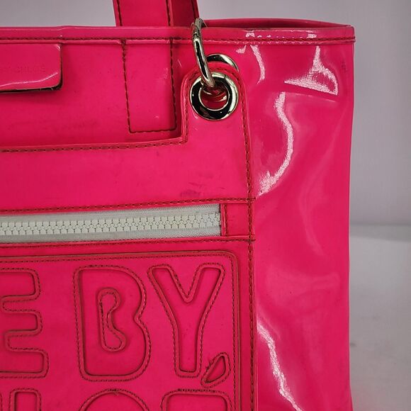 See by Chloe Neon Pink Patent Leather Tote Bag with Hanging Pouch - Picture 12 of 16